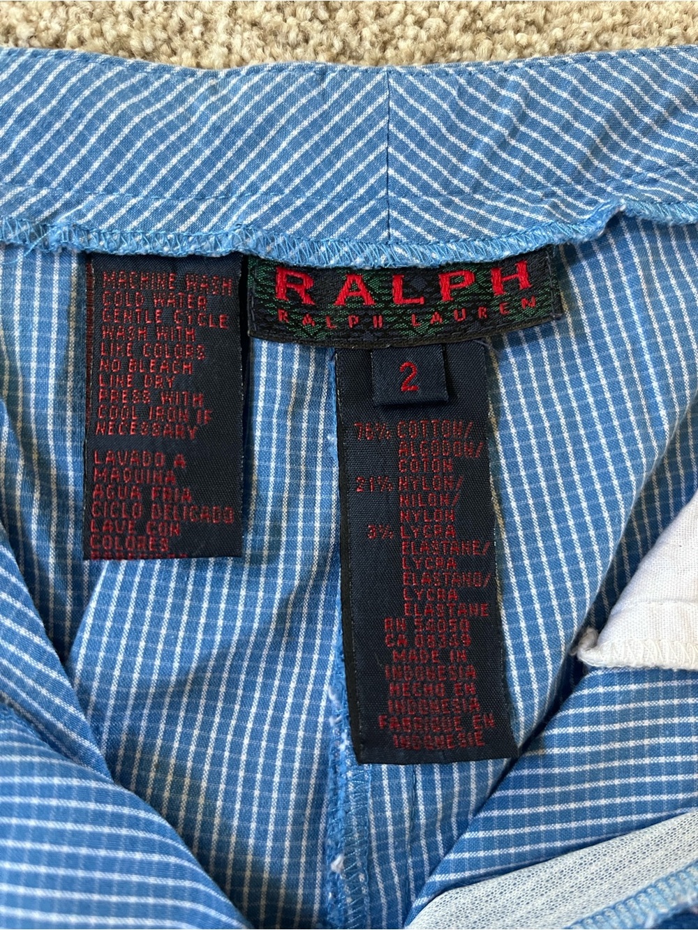 Vintage 90s y2k Ralph Lauren Light Blue plaid Straight Leg cropped Pants capris - Picture 4 of 4